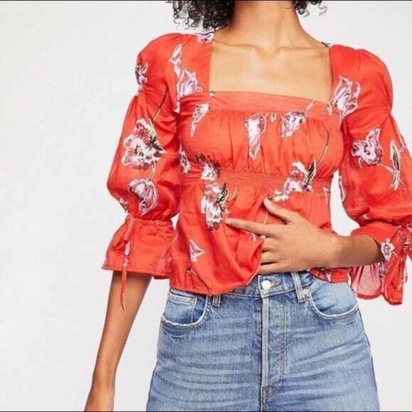 Free People Red Cherish The Light  Size Small Top - Picture 5 of 15